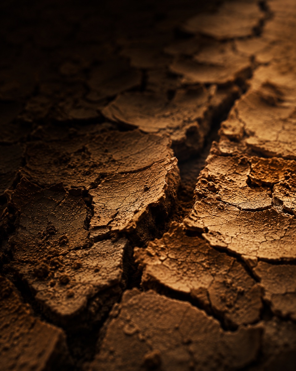 Dry, cracked texture representing moisture loss