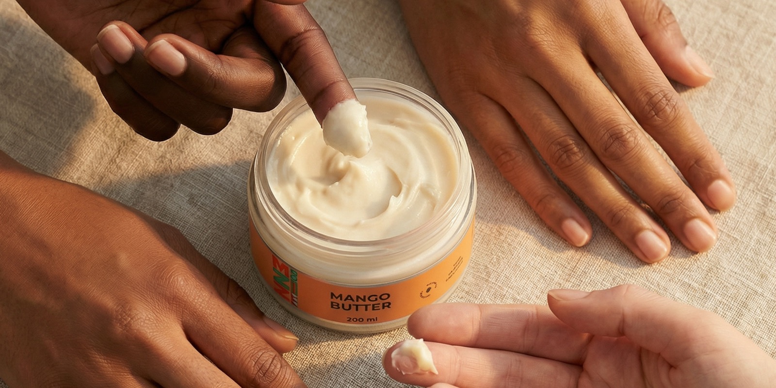 Mango butter applied to calm skin